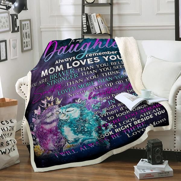 To My Daughter Owl Sherpa Fleece Blanket