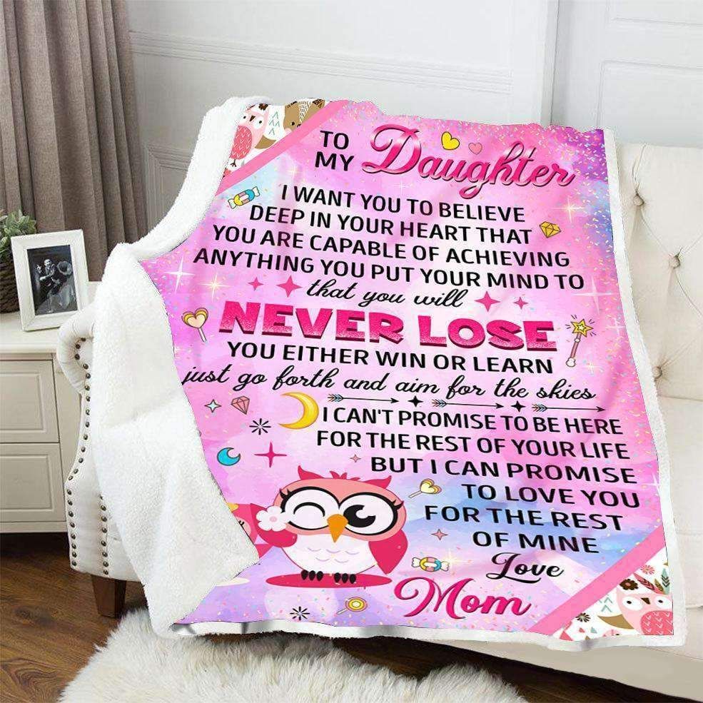 To My Daughter Owl Fleece Blanket