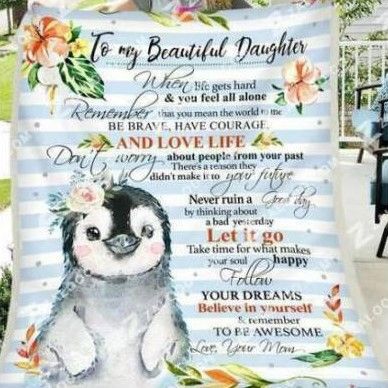 To My Daughter Penguin Sherpa Fleece Blanket