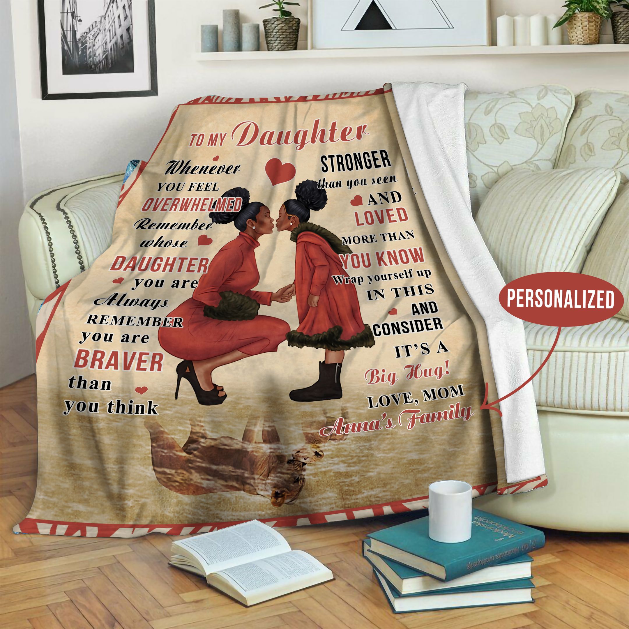 To My Daughter Personalized Fleece Blanket