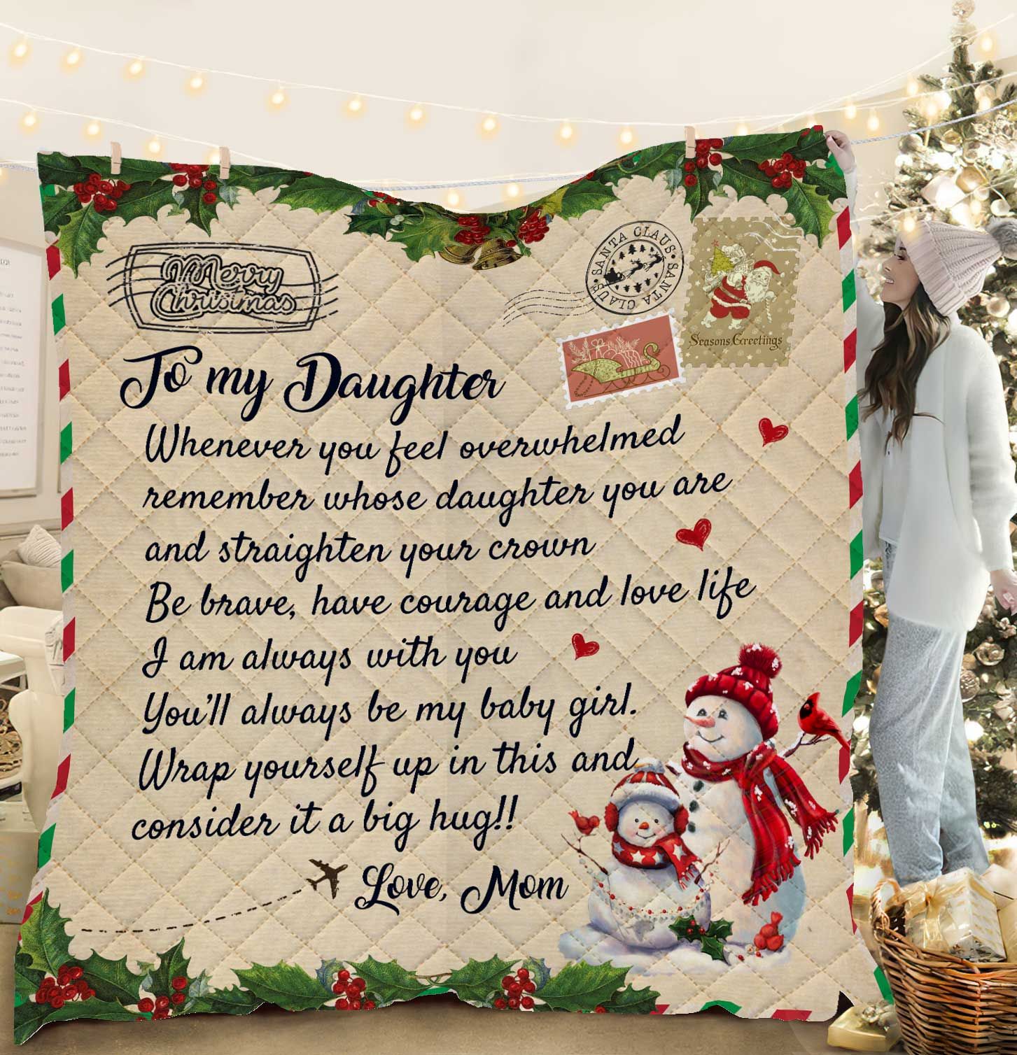 To My Daughter Snowman DAC171124 Quilt Blanket