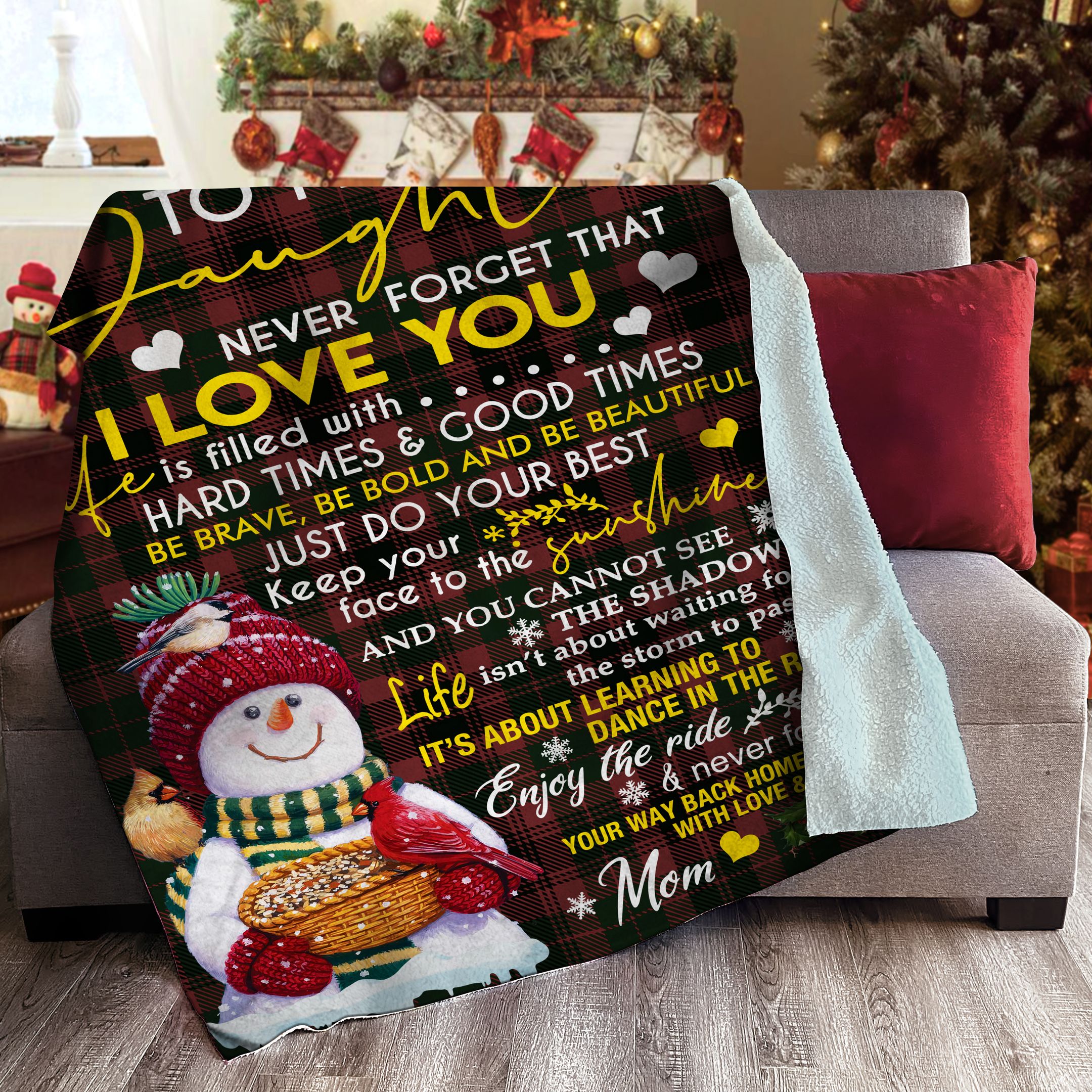 To My Daughter Snowman Sherpa Fleece Blanket