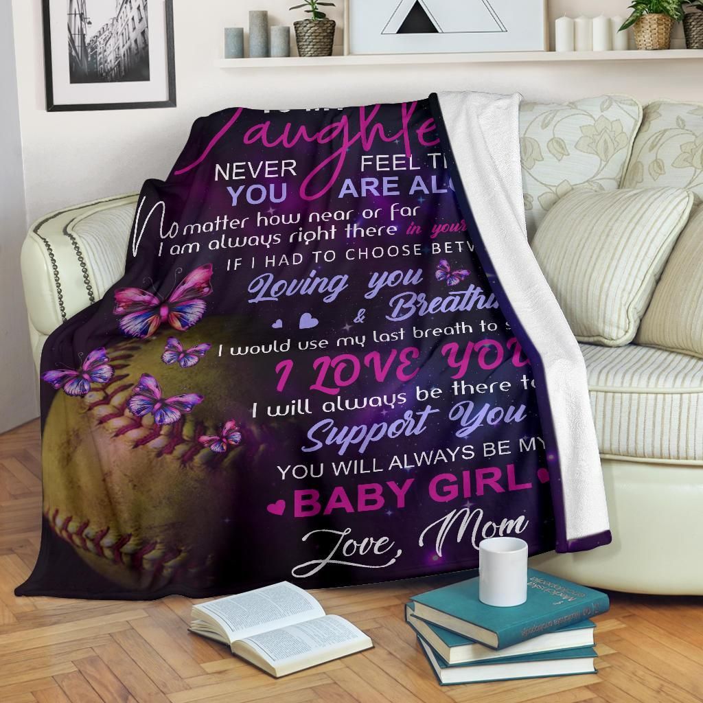 To My Daughter Softball Sherpa Fleece Blanket
