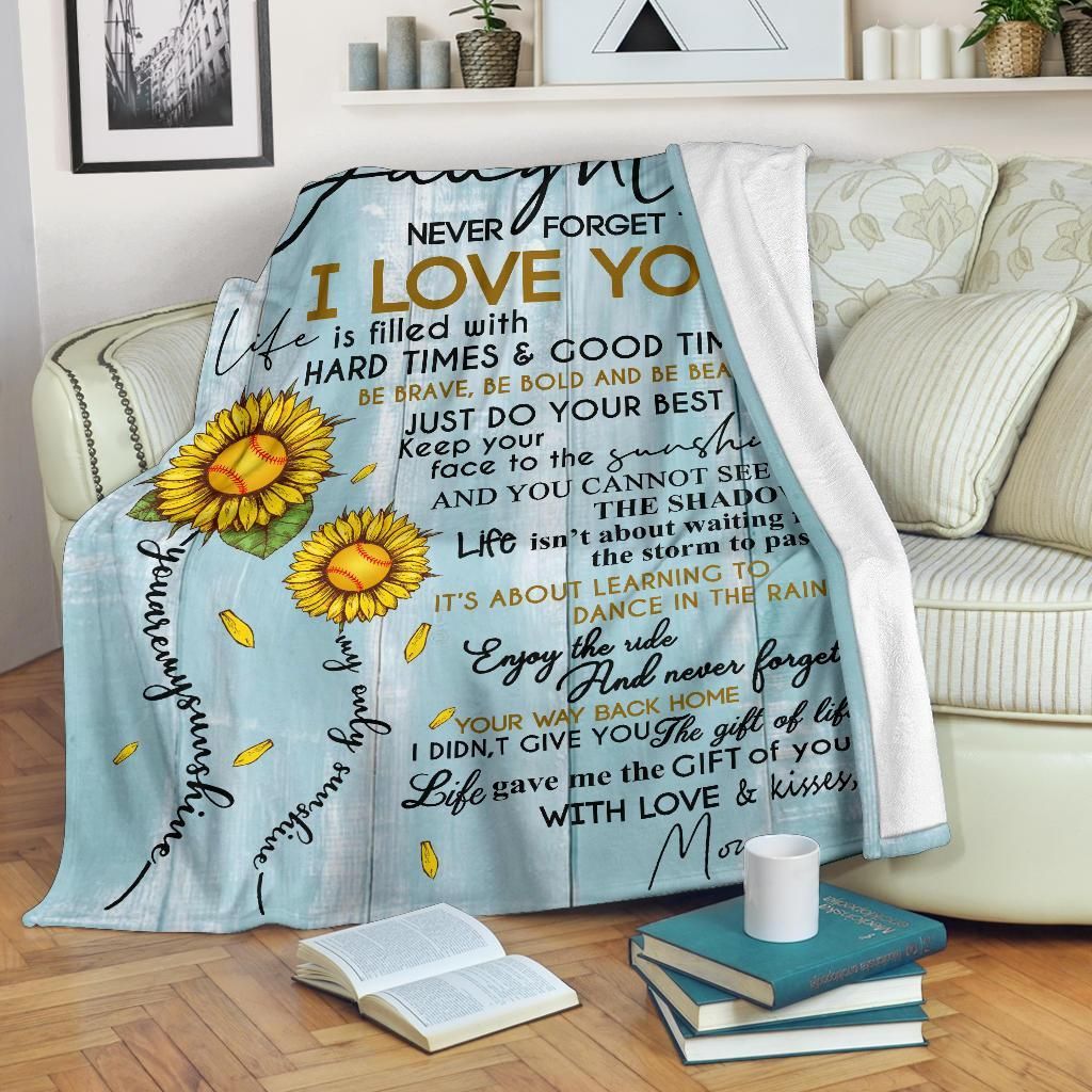 To My Daughter Softball Sherpa Fleece Blanket