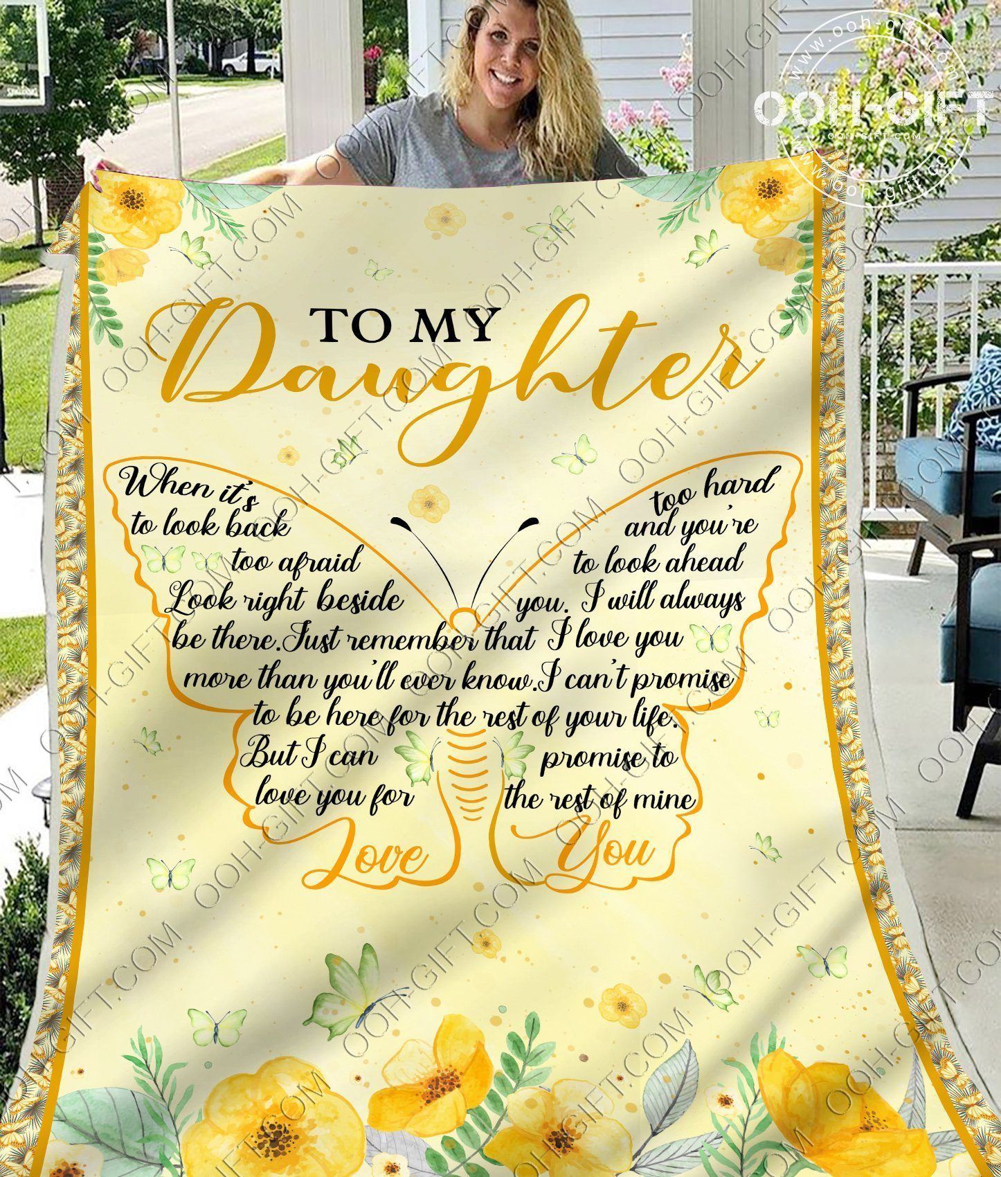 To My Daughter Special Gift Designed To Daughter With Quote In Shape Of Butterfly Sherpa Fleece Blanket