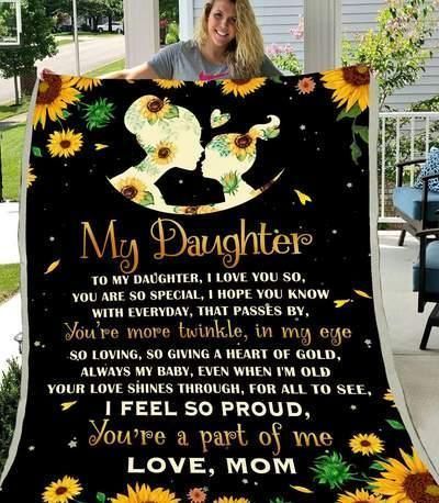 To My Daughter Sunflower Sherpa Fleece Blanket