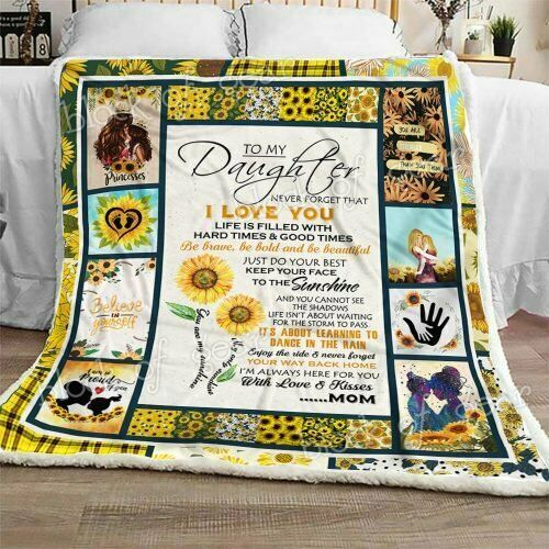 To My Daughter Sunflower Sherpa Fleece Blanket