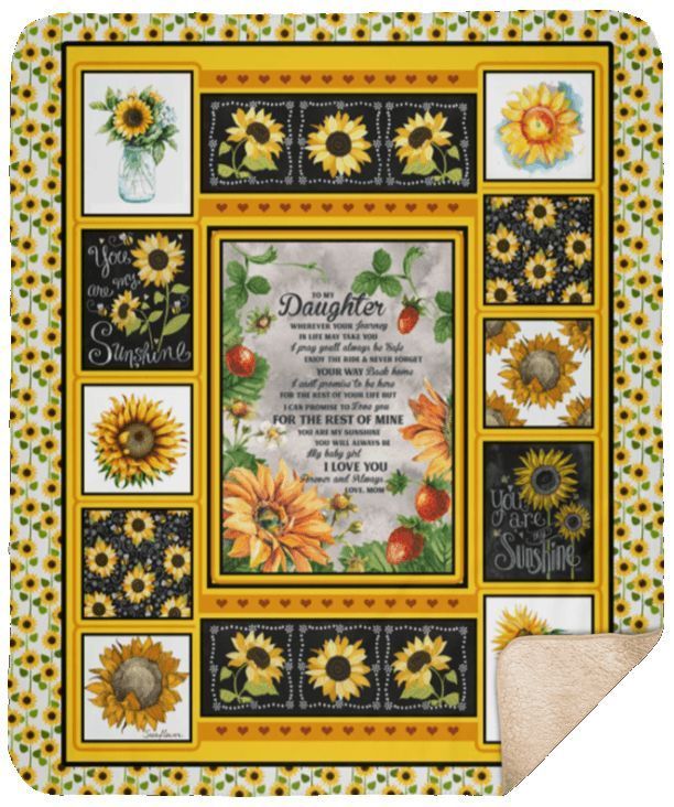To My Daughter Sunflower Sherpa Fleece Blanket