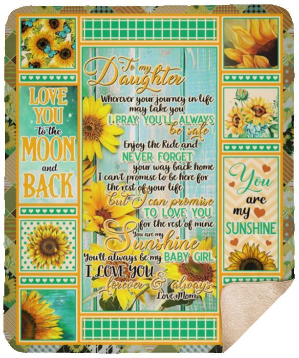 To My Daughter Sunflower Sherpa Fleece Blanket