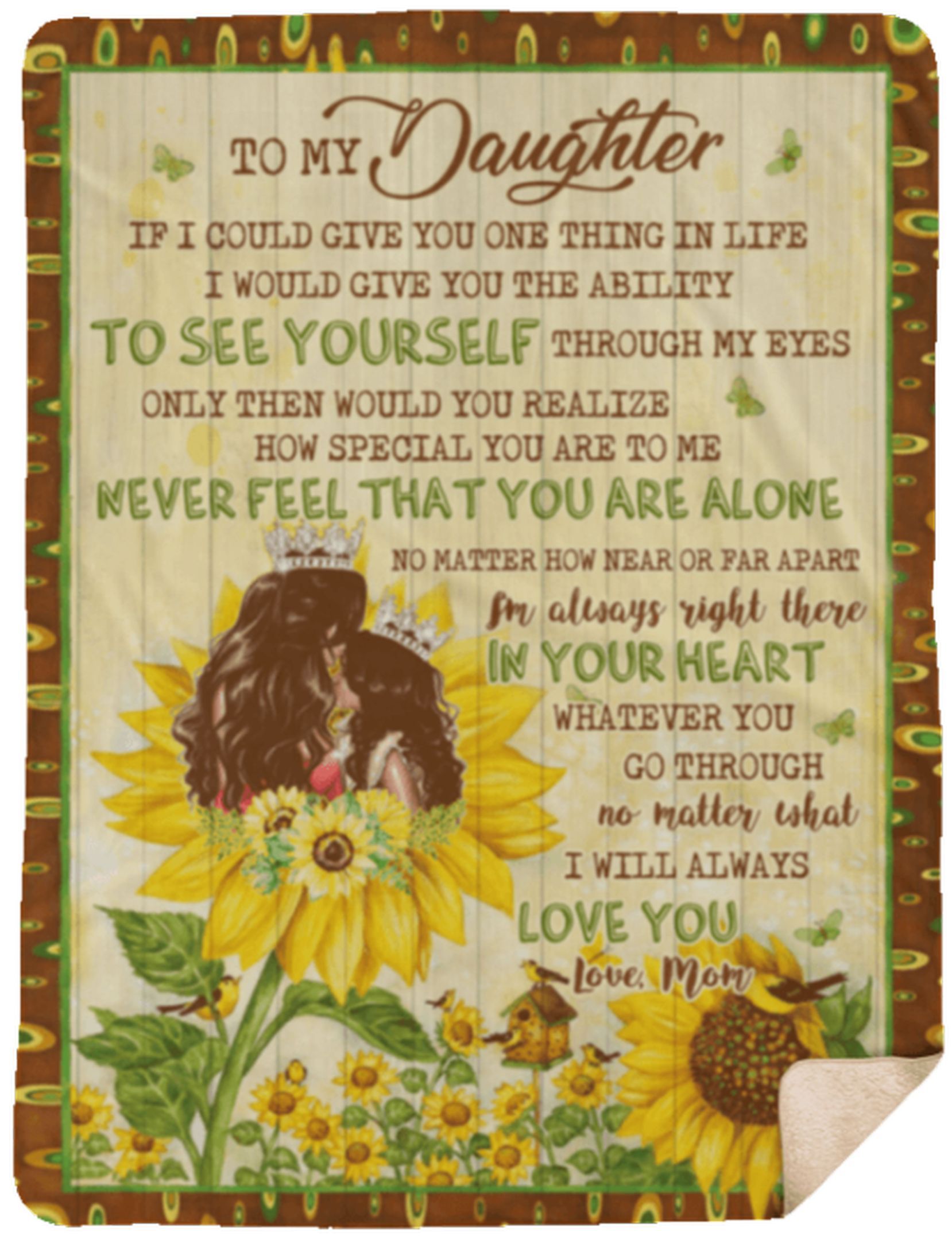 To My Daughter Sunflower Sherpa Fleece Blanket