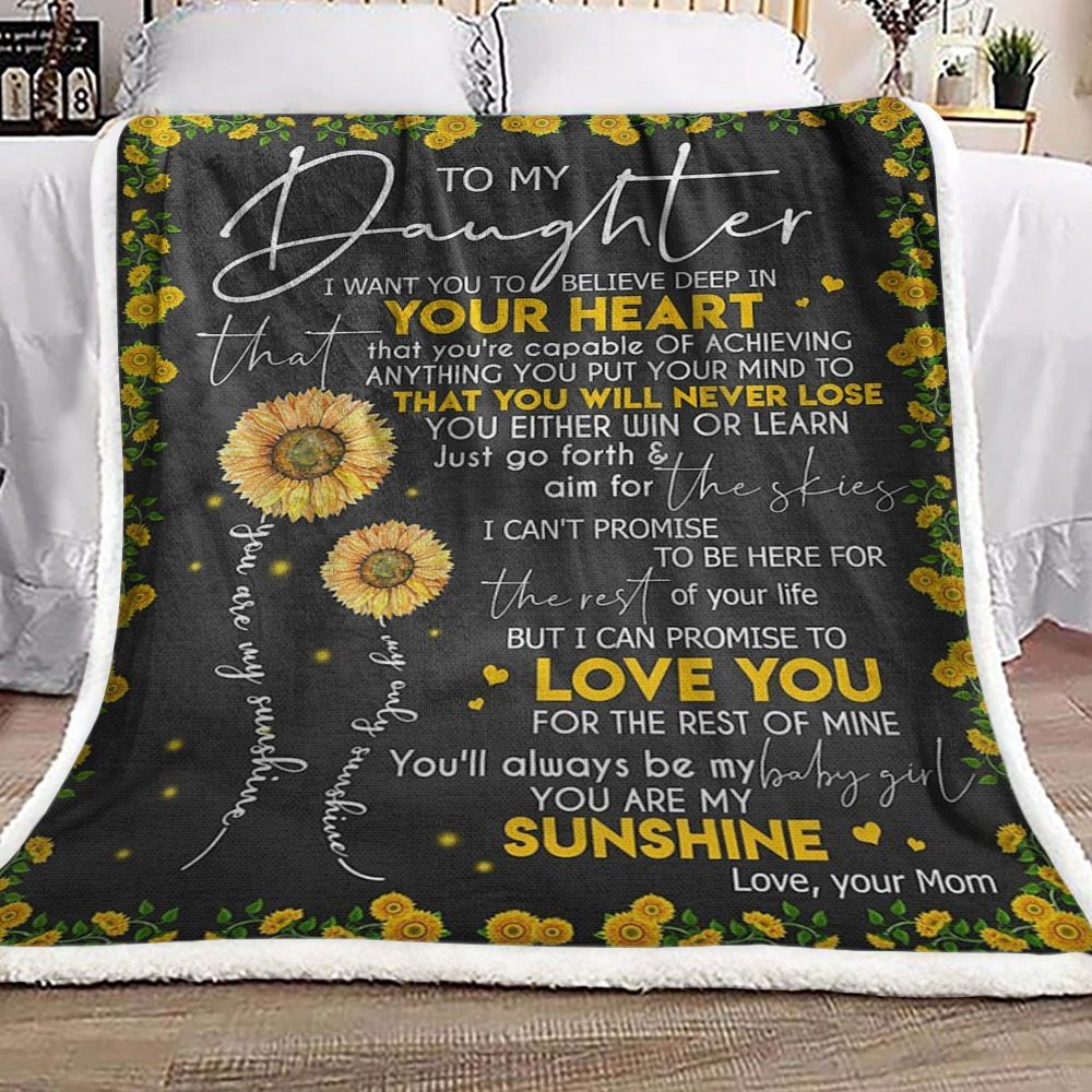 To My Daughter Sunflower Sherpa Fleece Blanket