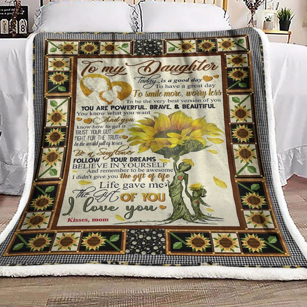 To My Daughter Sunflower Sherpa Fleece Blanket
