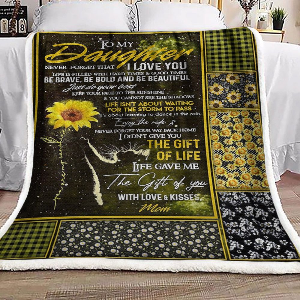 To My Daughter Sunflower Sherpa Fleece Blanket