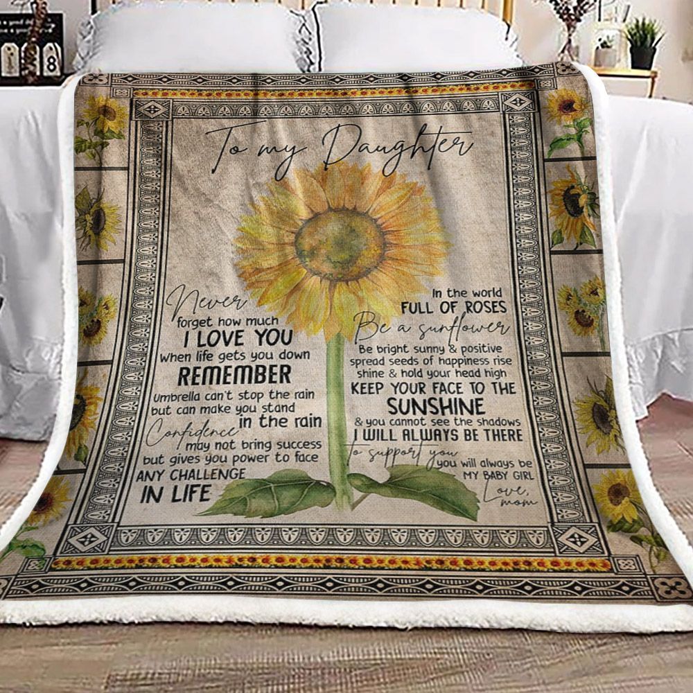 To My Daughter Sunflower Sherpa Fleece Blanket