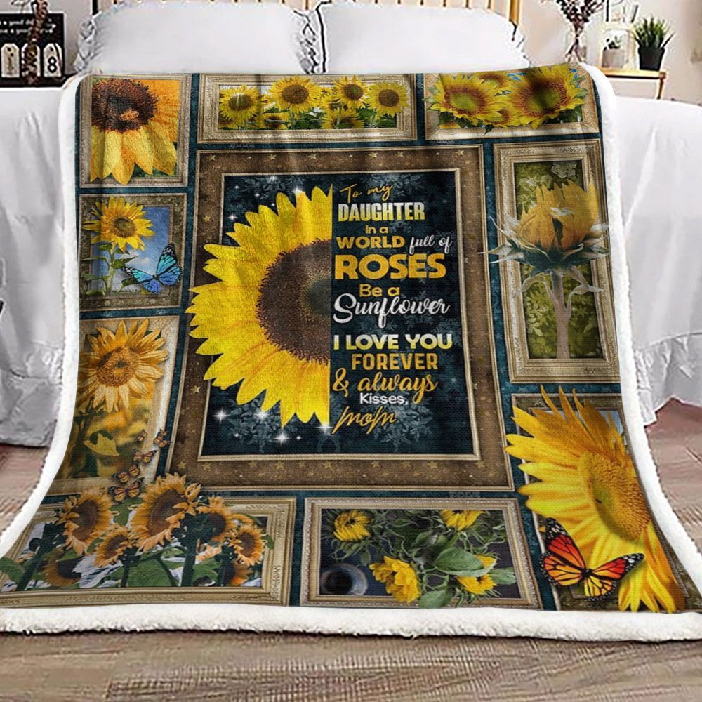 To My Daughter Sunflower Sherpa Fleece Blanket