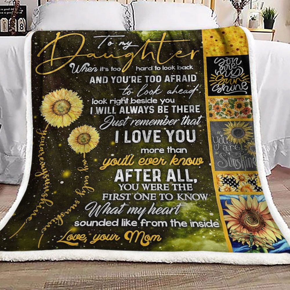 To My Daughter Sunflower Sherpa Fleece Blanket