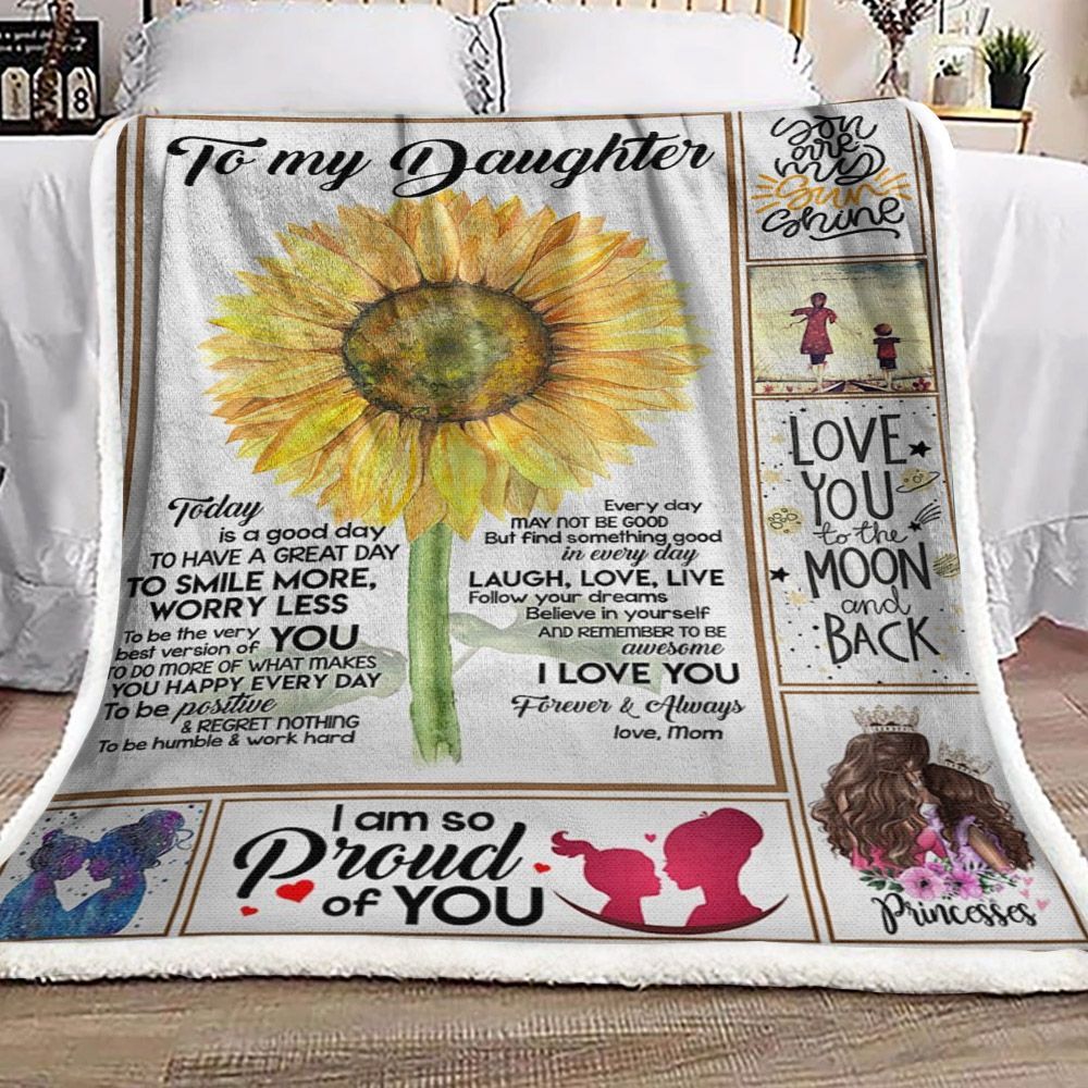 To My Daughter Sunflower Sherpa Fleece Blanket