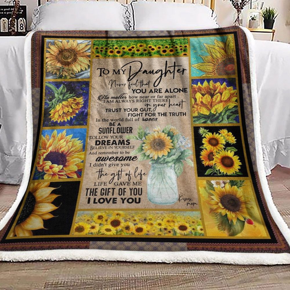 To My Daughter Sunflower Sherpa Fleece Blanket