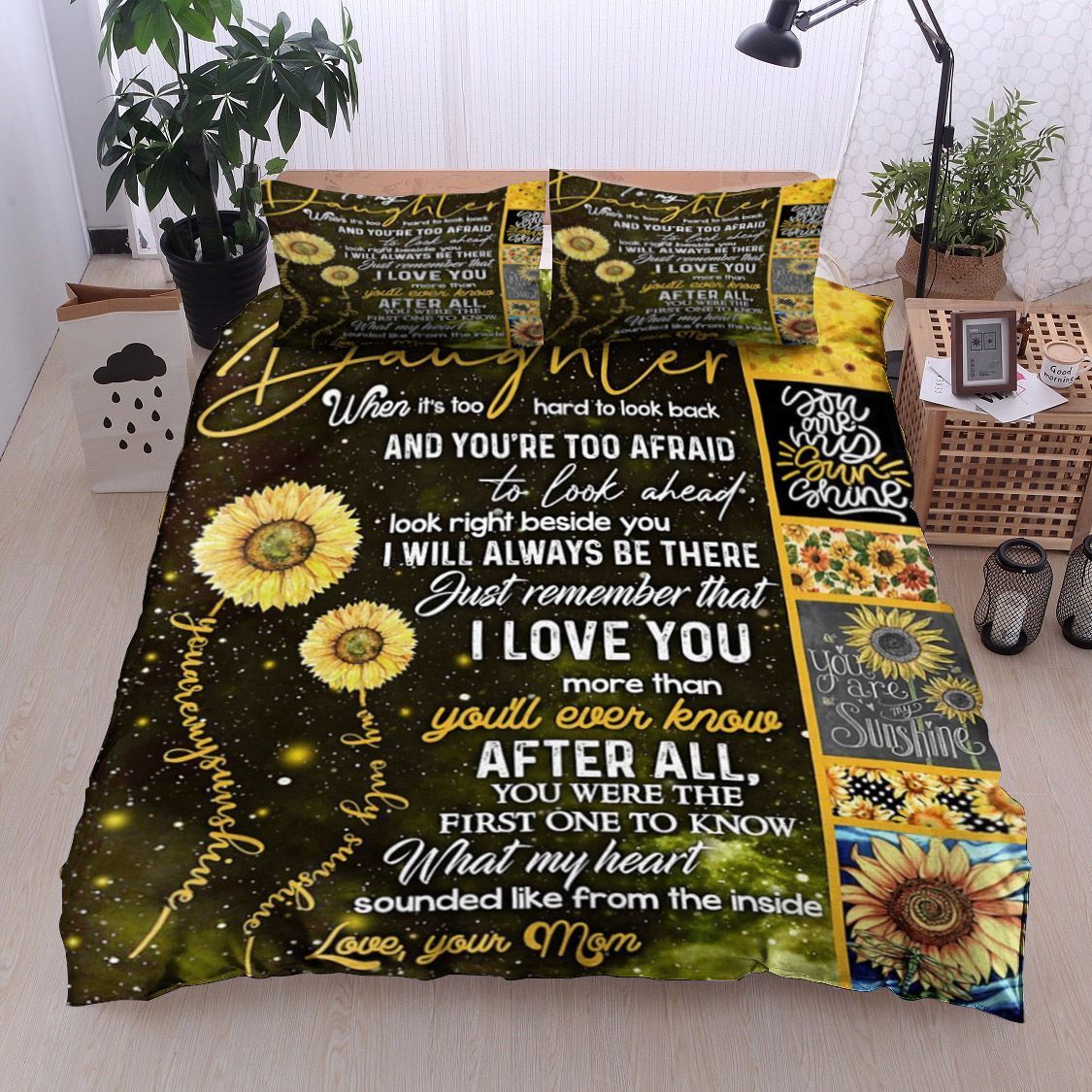To My Daughter Sunflower Bedding Set