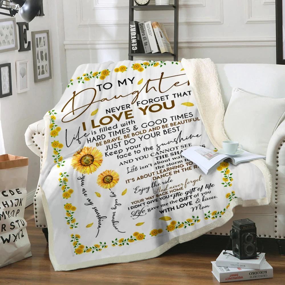 To My Daughter Sunflower Sherpa Fleece Blanket