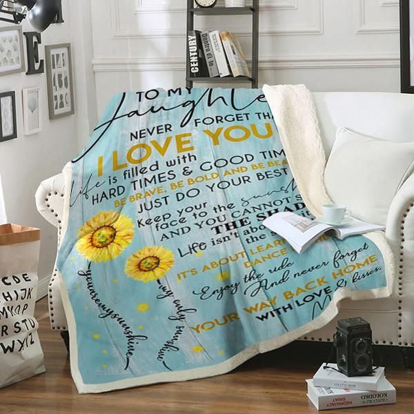 To My Daughter Sunflower Sherpa Fleece Blanket
