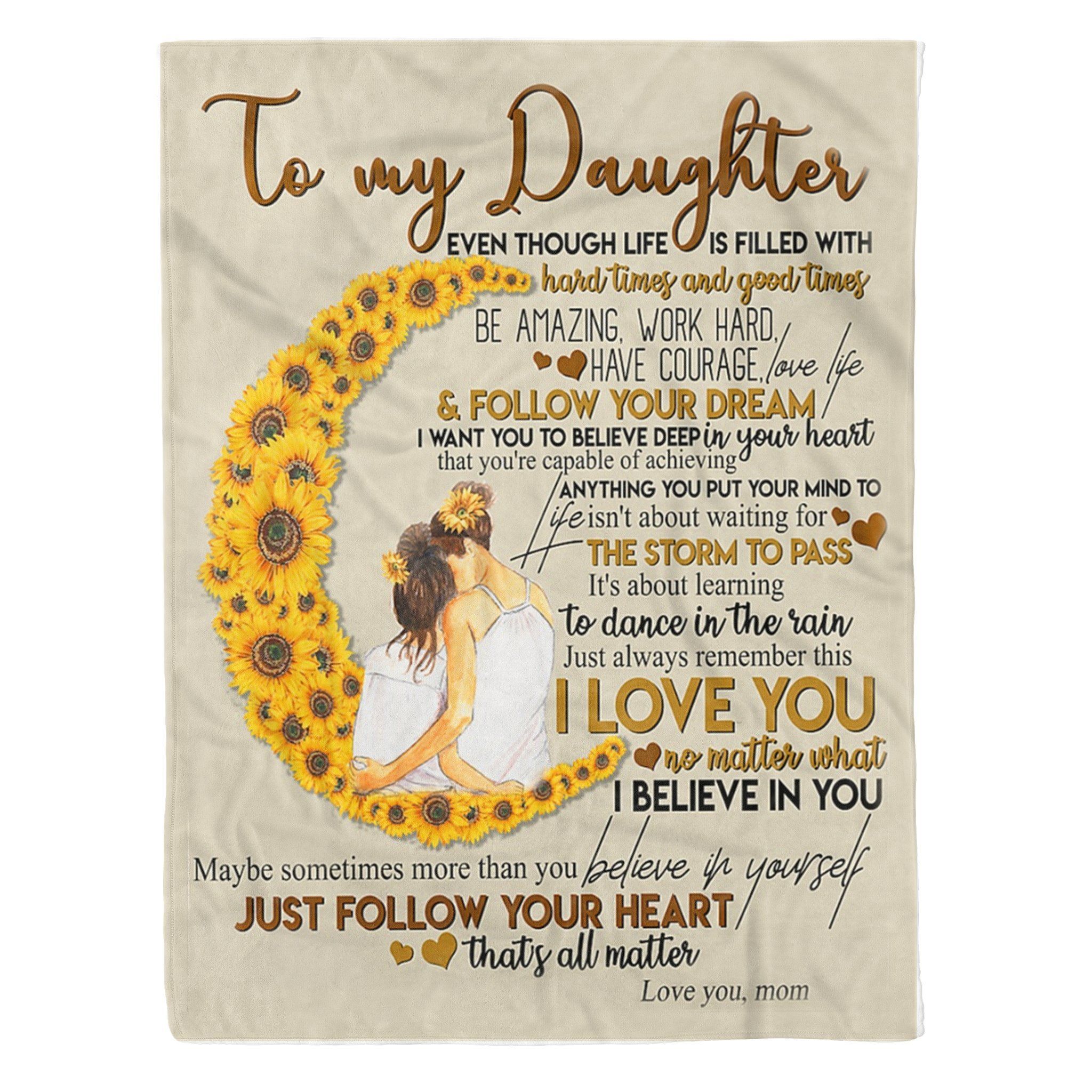 To My Daughter Sunflower Sherpa Fleece Blanket