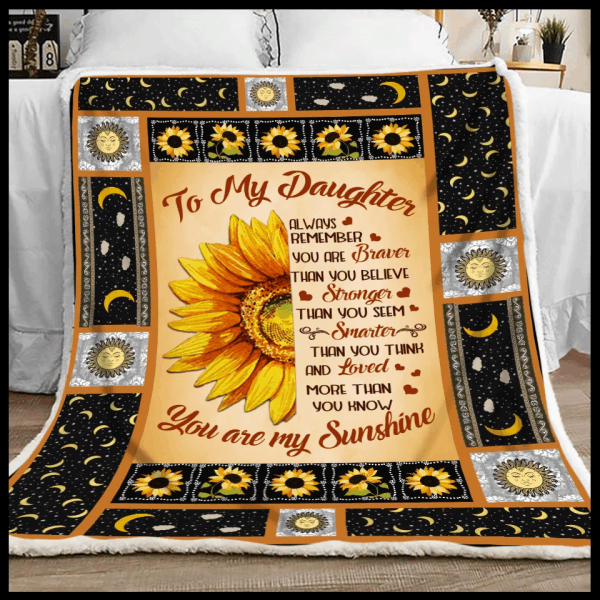 To My Daughter Sunflower Sherpa Fleece Blanket