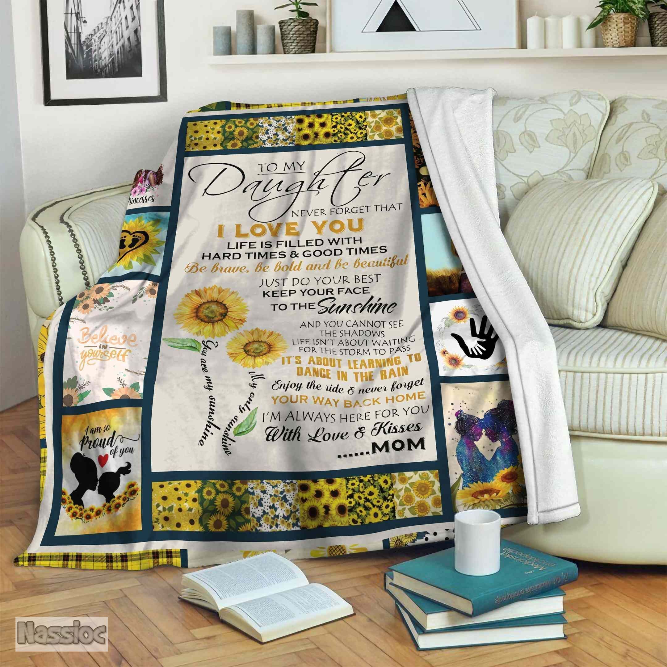 To My Daughter Sunflower Fleece Blanket