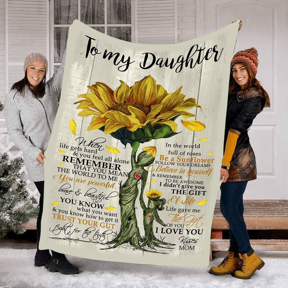 To My Daughter Sunflower Sherpa Fleece Blanket