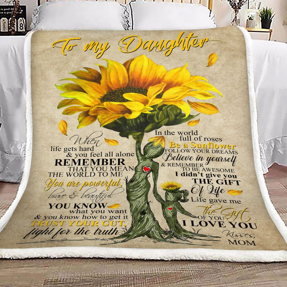 To My Daughter Sunflower Fleece Blanket