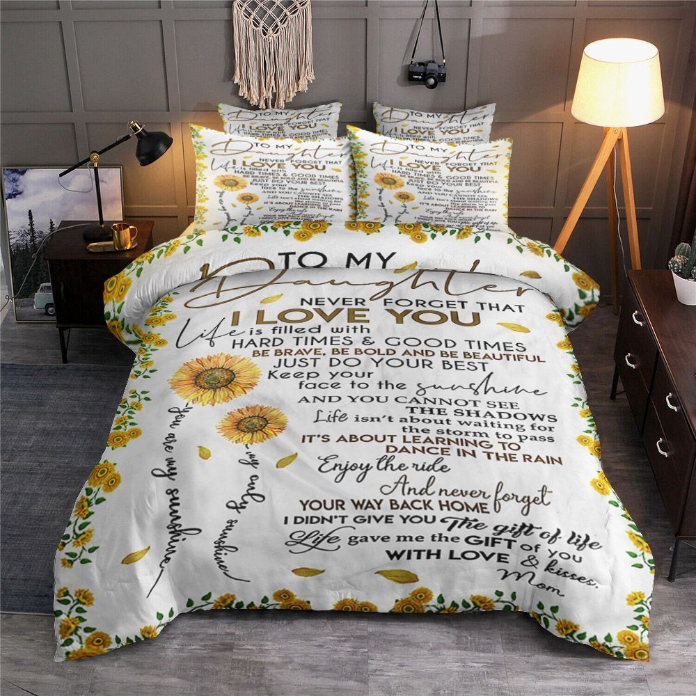 To My Daughter Sunflower Bedding Set