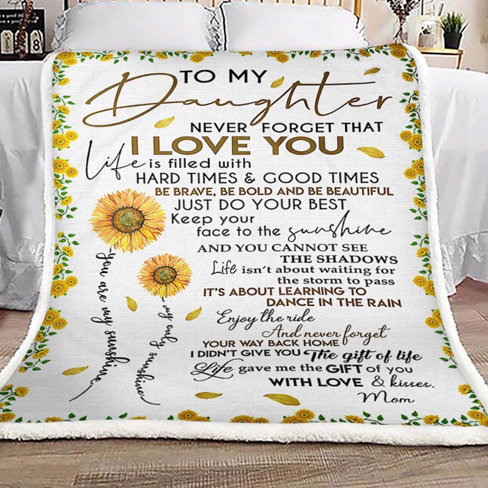 To My Daughter Sunflower Sherpa Fleece Blanket