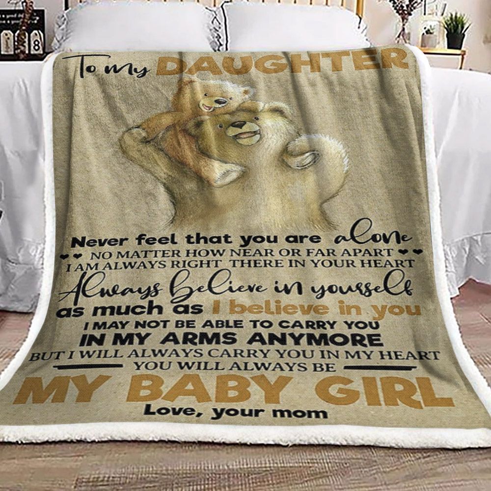 To My Daughter Teddy Bear Sherpa Fleece Blanket