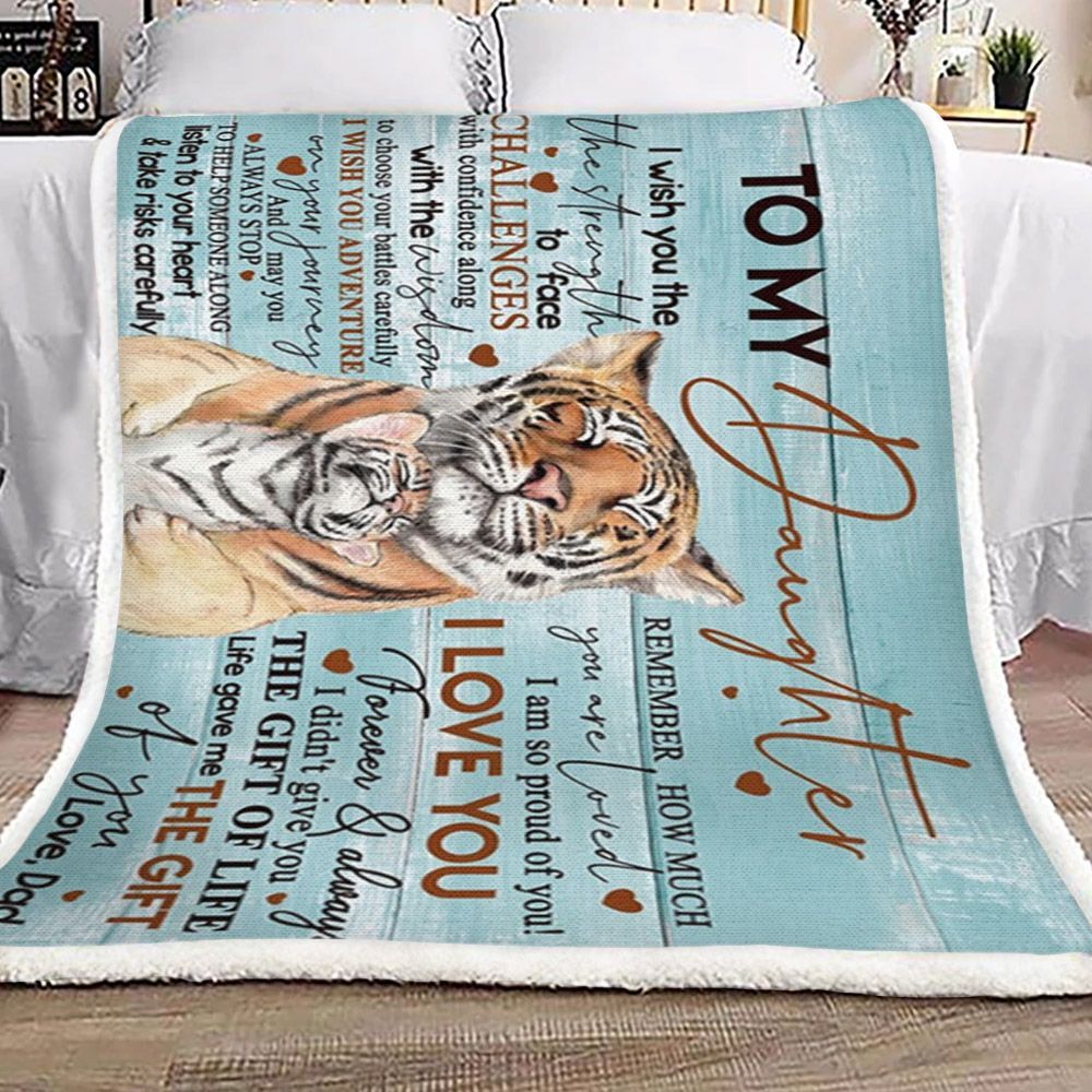 To My Daughter Tiger Sherpa Fleece Blanket