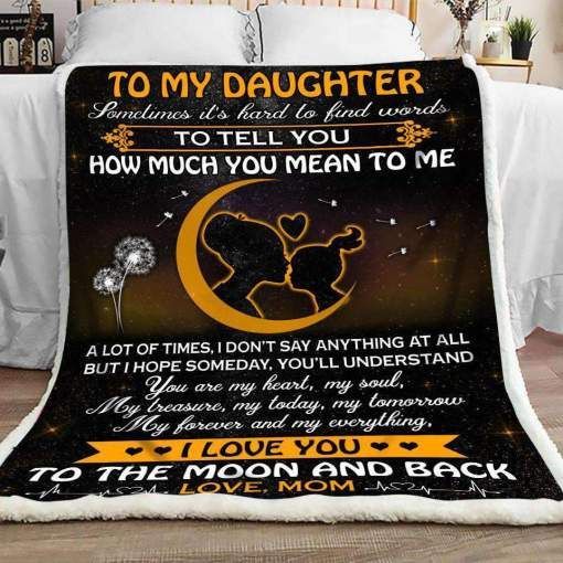 To My Daughter To The Moon And Back Sherpa Fleece Blanket