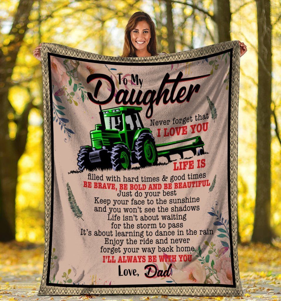 To My Daughter Tractor I’ll Always Be With You Fleece Blanket