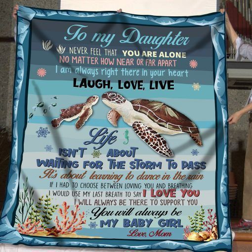 To My Daughter Turtle Sherpa Fleece Blanket