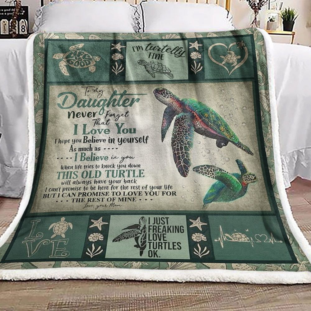 To My Daughter Turtle Sherpa Fleece Blanket