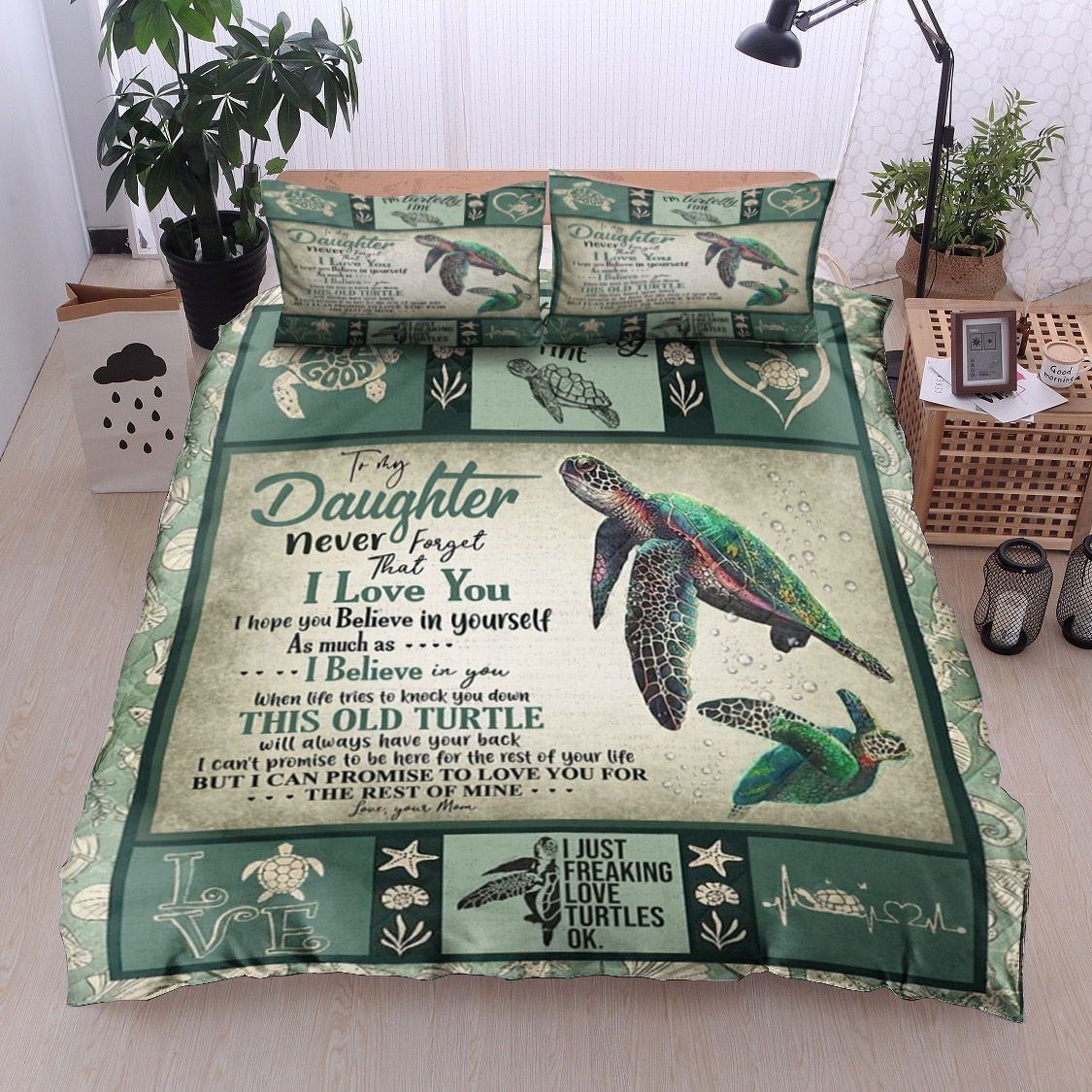 To My Daughter Turtle Bedding Set