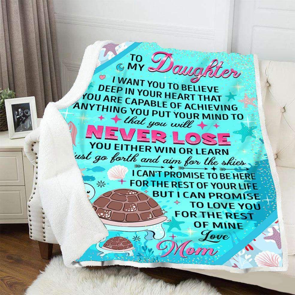 To My Daughter Turtle Fleece Blanket