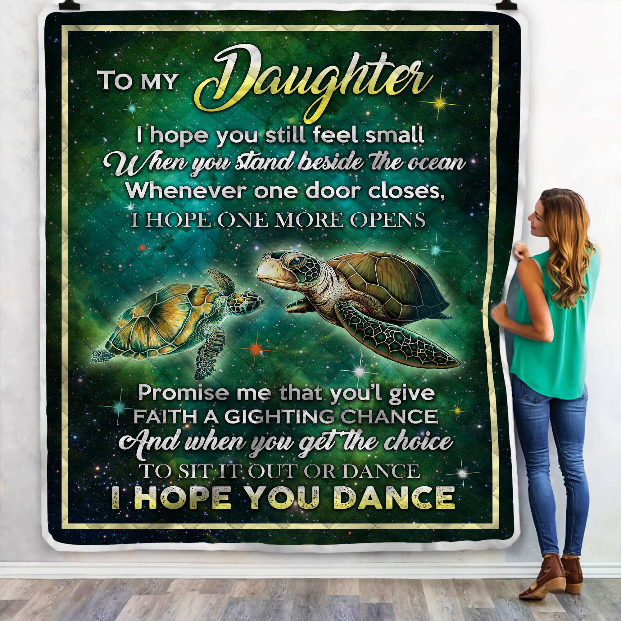 To My Daughter Turtle Fleece Blanket