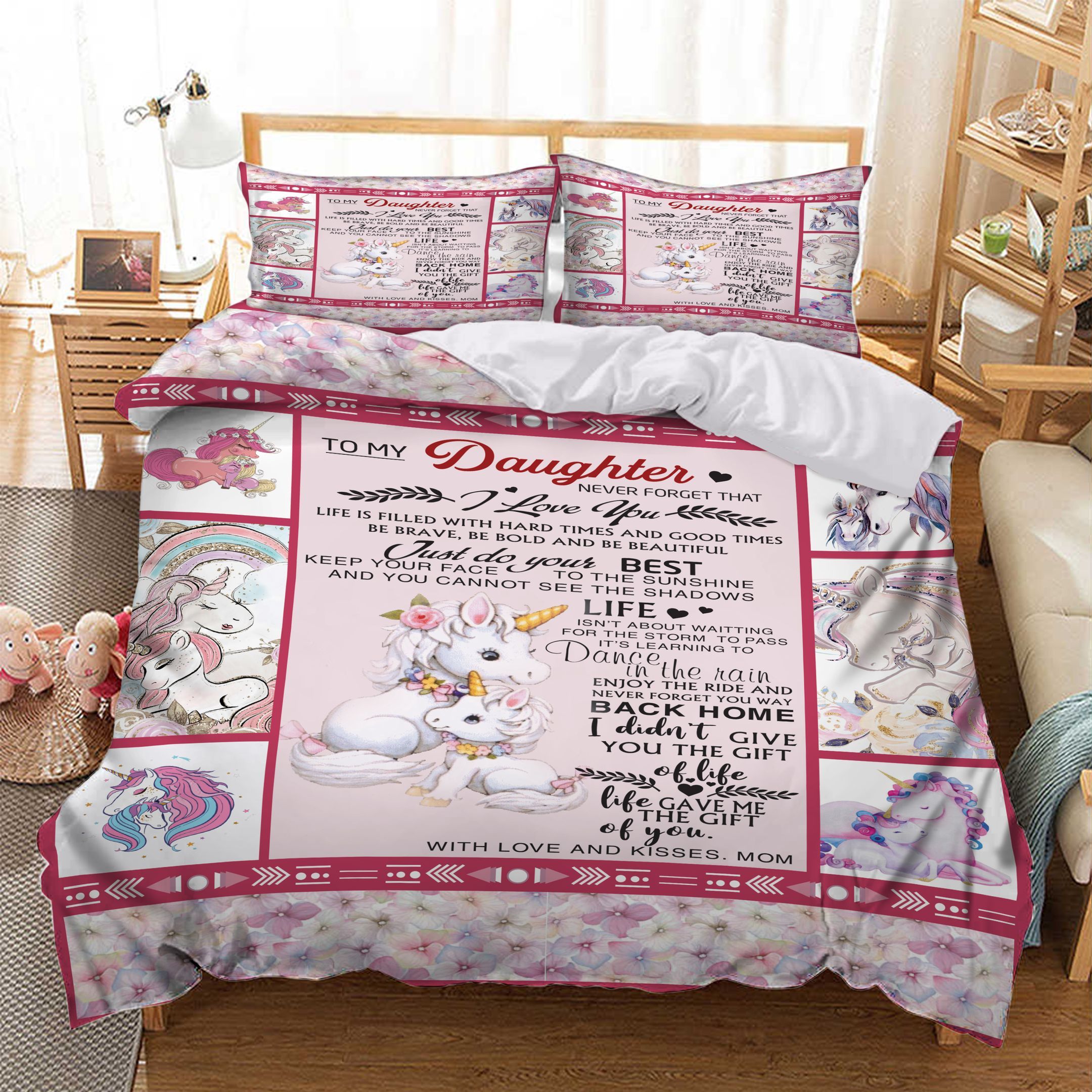 To My Daughter Unicorn  Bedding Set