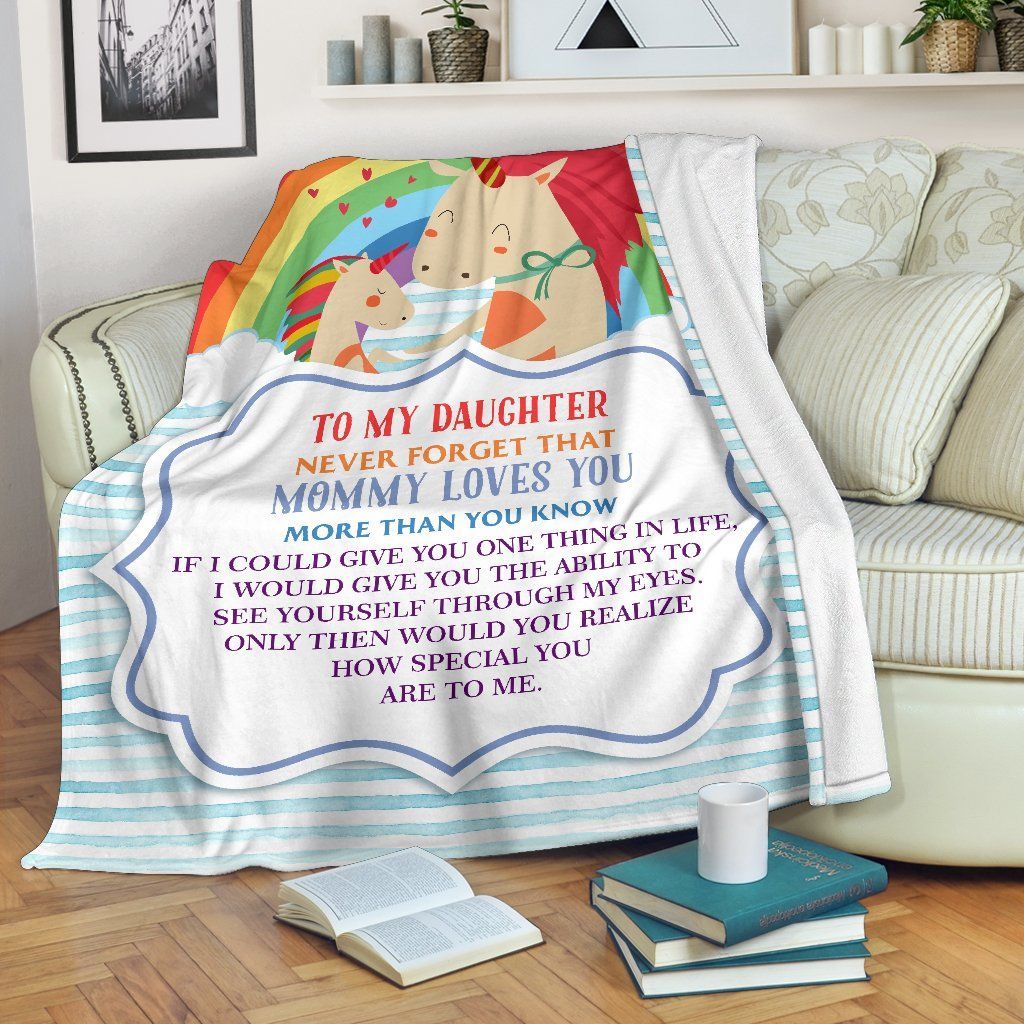 To My Daughter Unicorn Sherpa Fleece Blanket