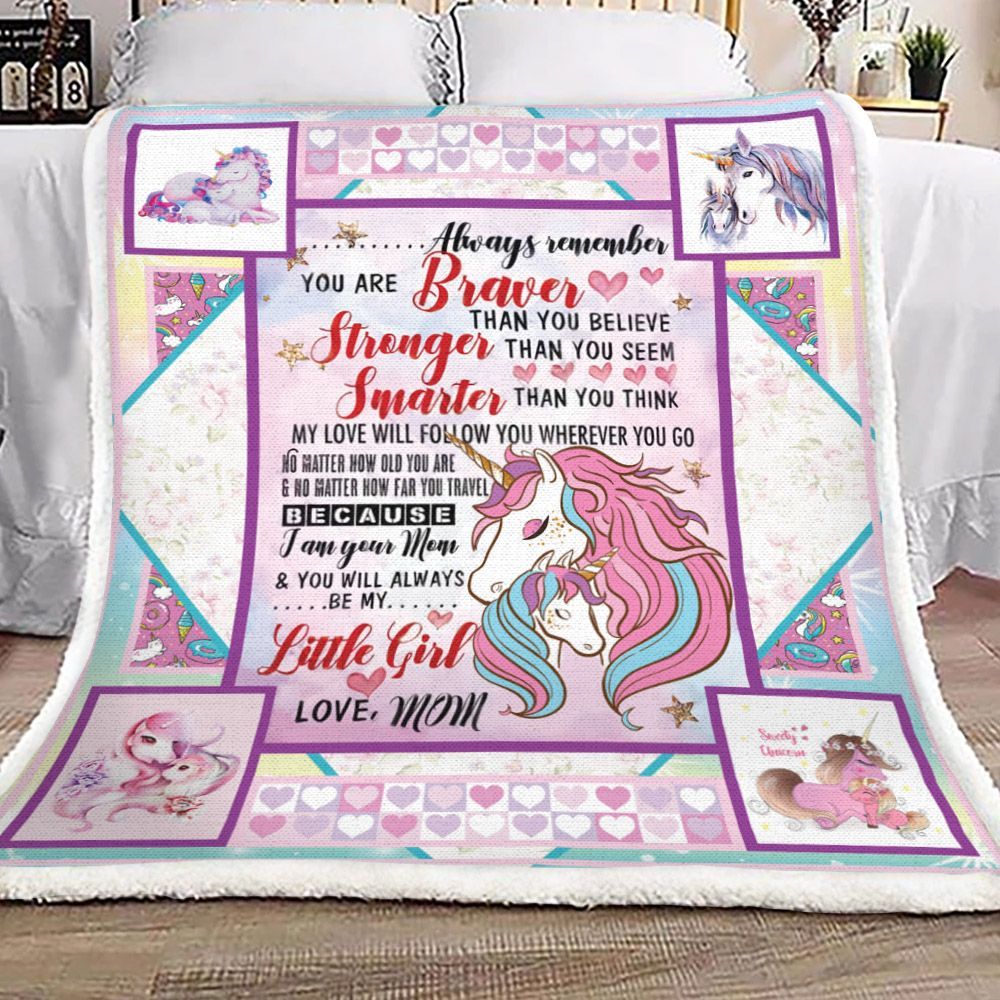 To My Daughter Unicorn Sherpa Fleece Blanket