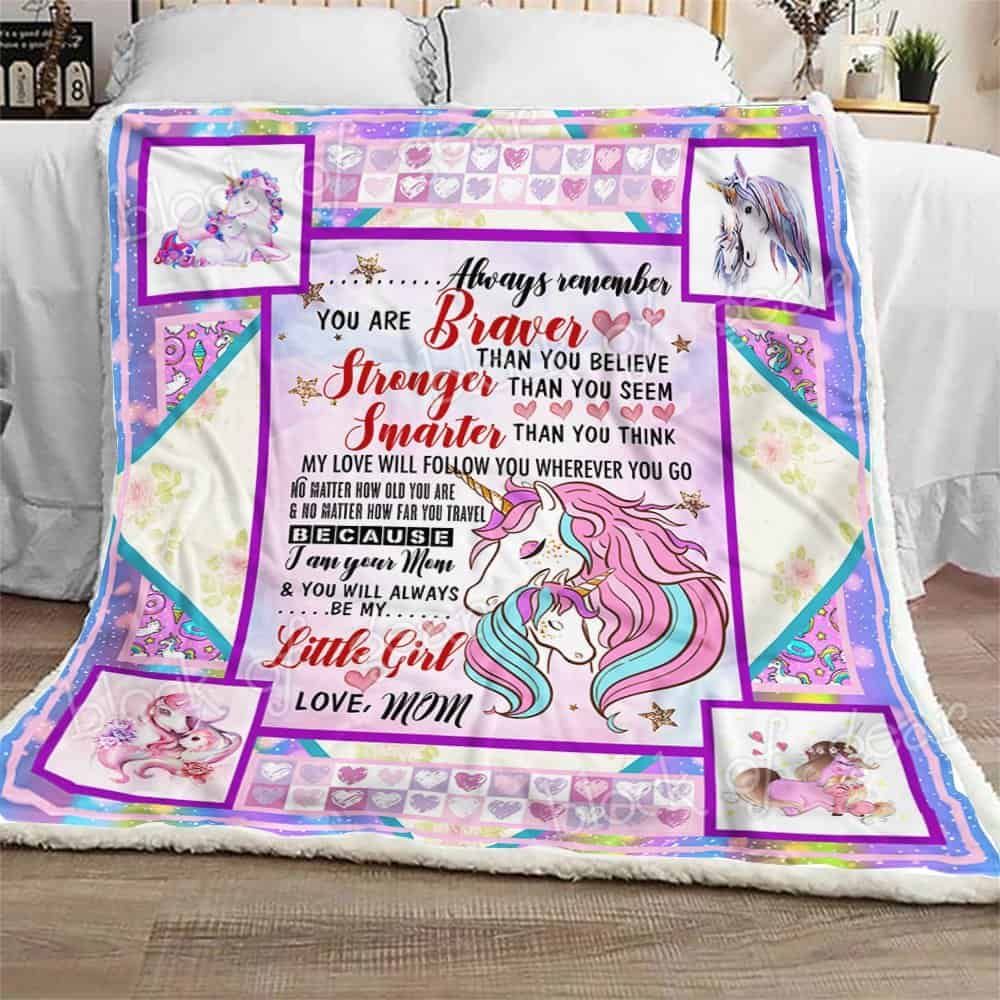 To My Daughter Unicorn Fleece Blanket