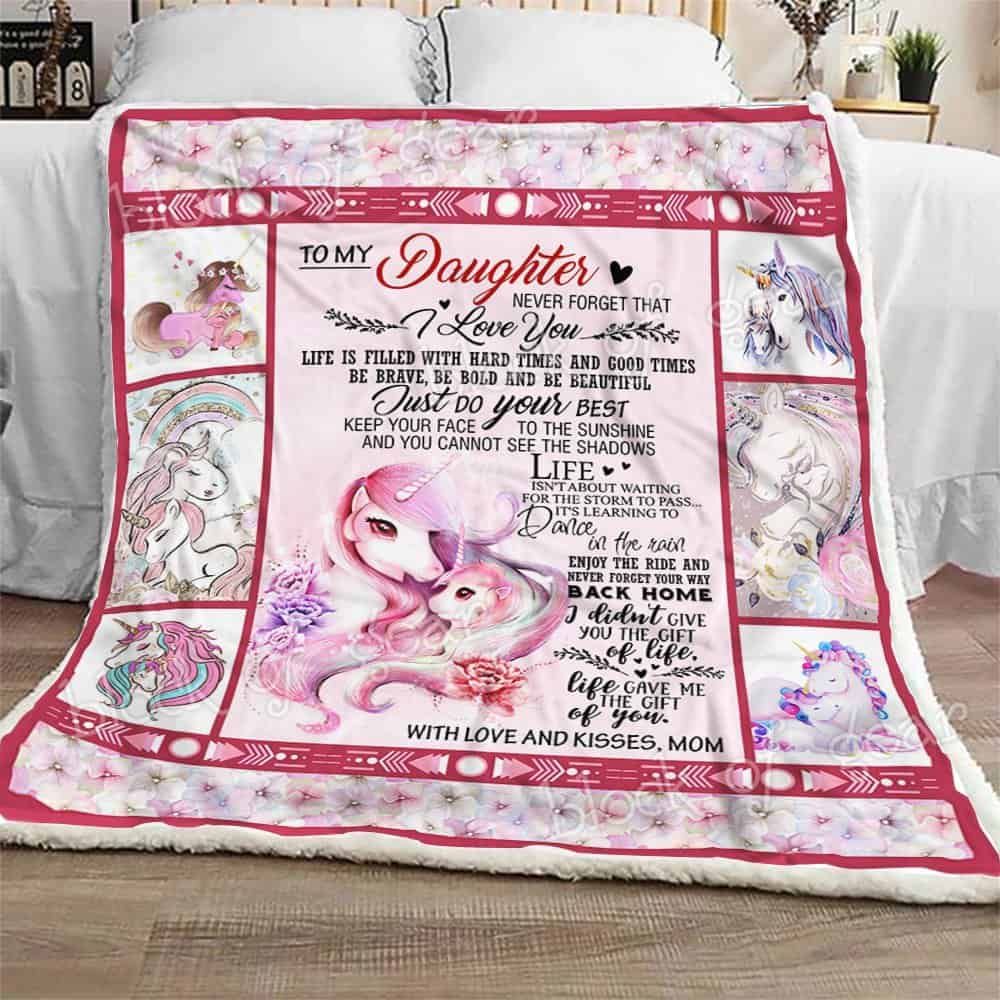 To My Daughter Unicorn Fleece Blanket