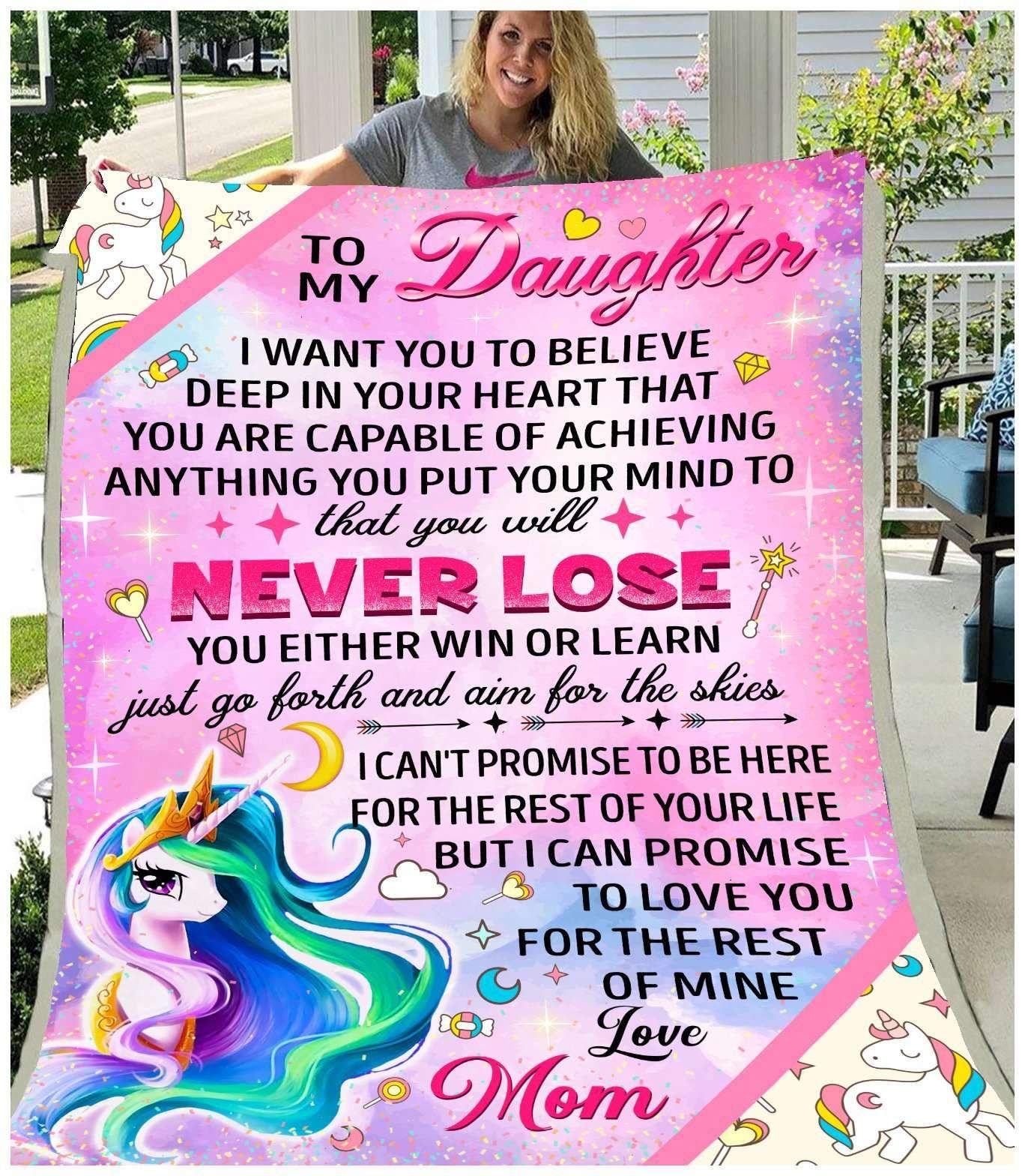 To My Daughter Unicorn Fleece Blanket