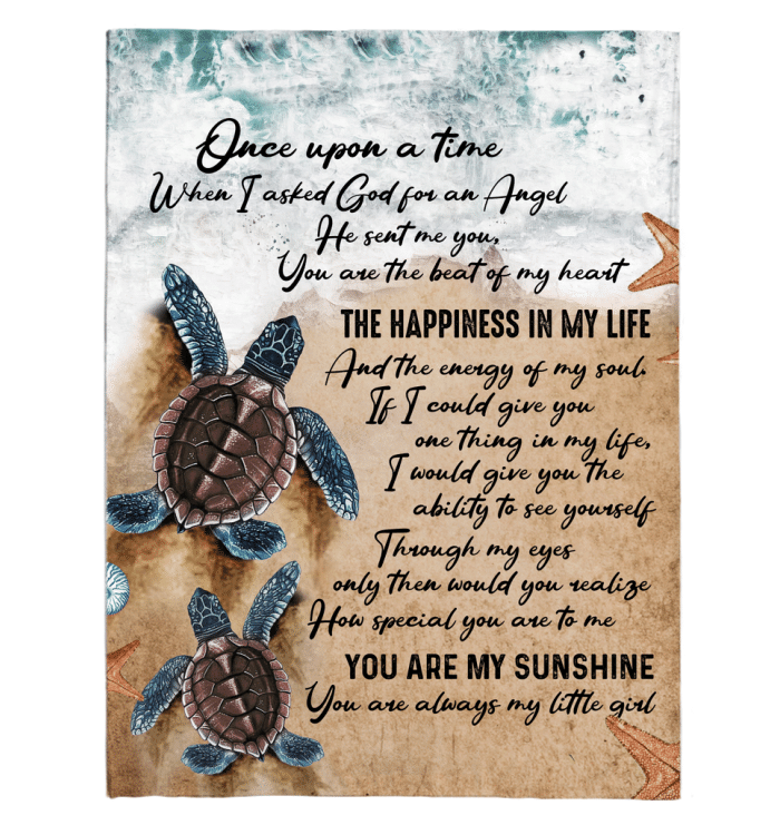 To My Daughter When I Asked God For An Angel Turtle Fleece Blanket Fleece Blanket