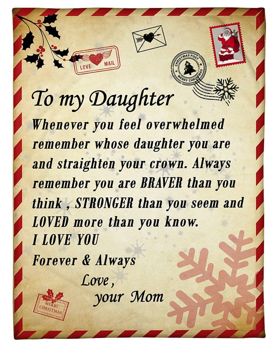 To My Daughter Whenever You Feel Overwhelmed Fleece Blanket Letter Fleece Blanket