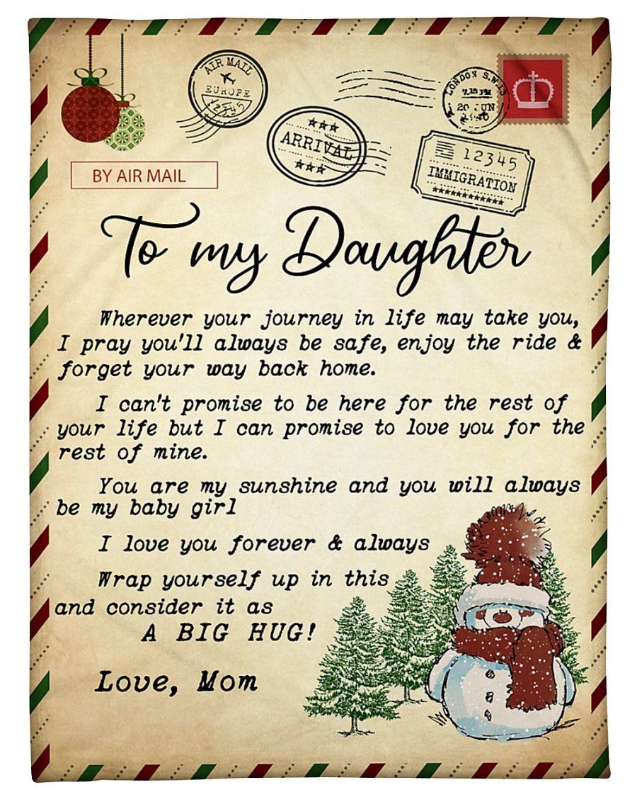 To My Daughter Wherever Your Journey In Life Fleece Blanket Letter Fleece Blanket